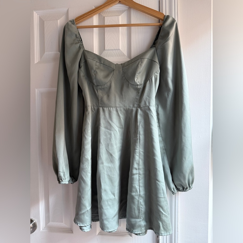Altar'd State Women's Mini Satin Long Sleeve Dress Size S